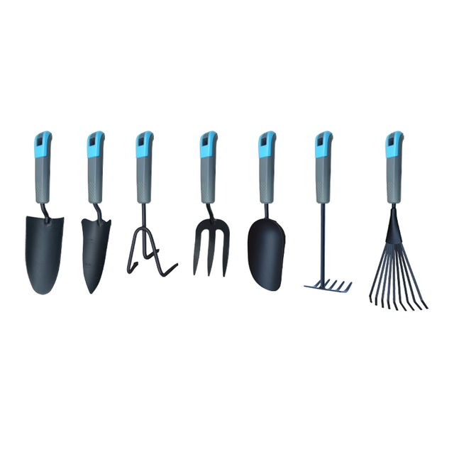 Gardening Tool 7 Piece Set with Non-Slip Rubber Grip Shovel Carbon Steel Mini Trowel Digging Hoe Garden Hand Tool Kit