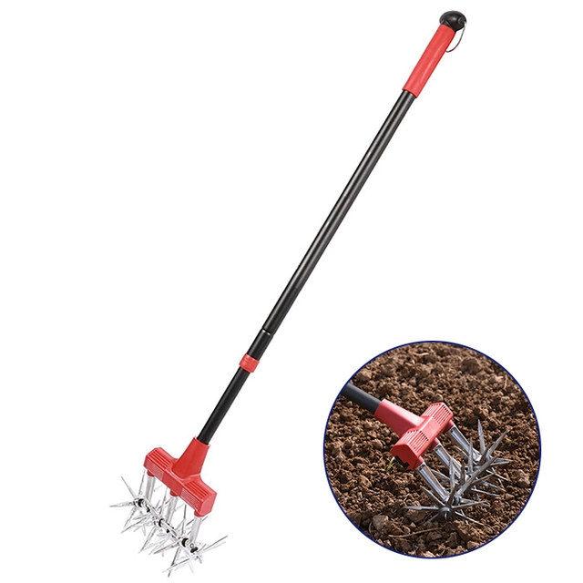 Hand Rotary Cultivator Tool Adjustable Garden Hand Tiller