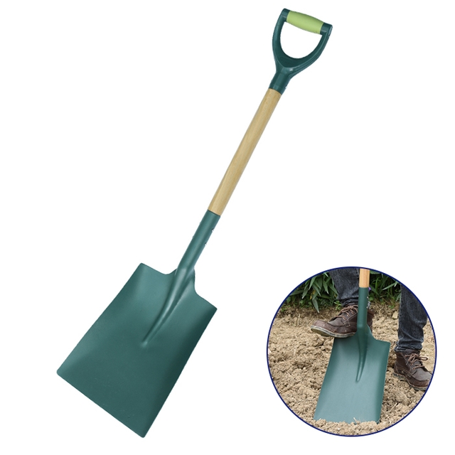 Square Garden Tools Shovel Carbon Steel wood handle spade