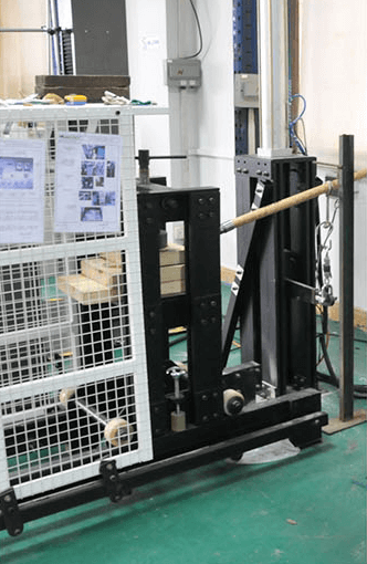 Loading test with a product being tested for weight endurance on a testing rig